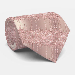 Rose Gold Blush Glitter Neck Tie - Sparkle Drips