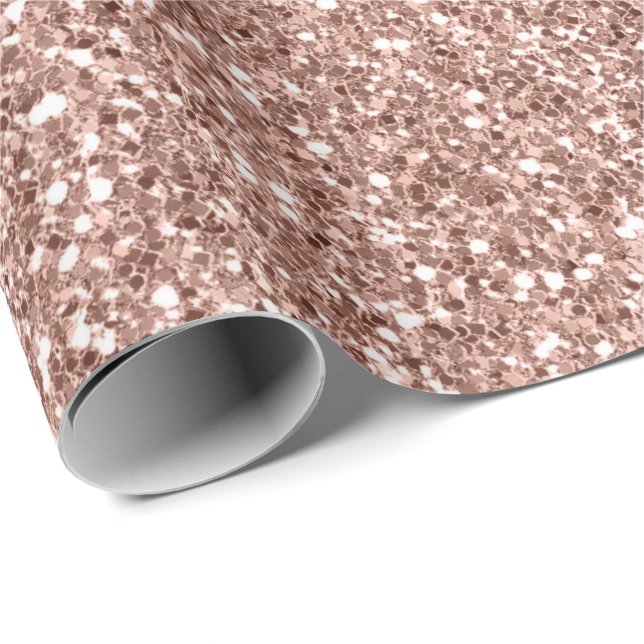 Rose Gold Blush Glitter Seamless Sparkly Skinny Wrapping Paper (Roll Corner)