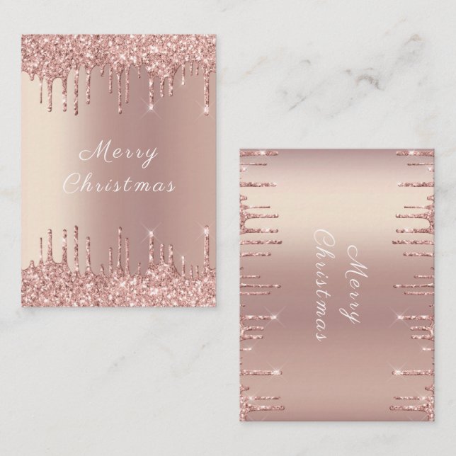 Rose Gold Blush Glitter Sparkle Christmas Card (Front/Back)