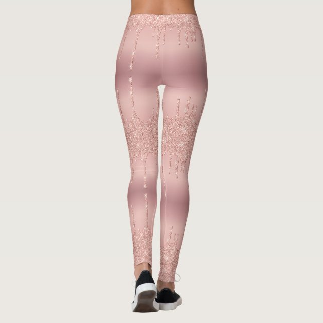 Rose Gold Blush Glitter Sparkle Drip Party Legging (Back)