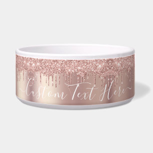 Rose Gold Blush Glitter Sparkle Drips Custom Text