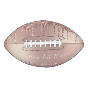 Rose Gold Blush Glitter Sparkle Drips Custom Text American Football
