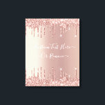 Rose Gold Blush Glitter Sparkle Drips Custom Text  Canvas Print<br><div class="desc">Rose Gold Blush Glitter Sparkle Drips Custom Text Pink Modern - Add Your Unique Text or Remove Text - Make Your Special Gift - Resize and move or remove and add text / elements with customisation tool. Design by MIGNED. Please see my other projects. You can also transfer this designs...</div>