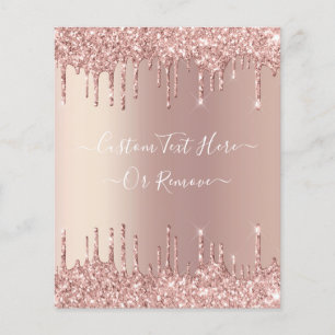 Rose Gold Blush Glitter Sparkle Drips Custom Text  Flyer