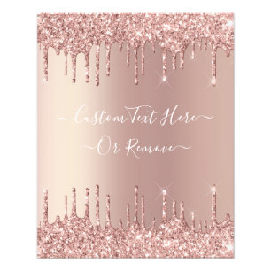 Rose Gold Blush Glitter Sparkle Drips Custom Text  Photo Print