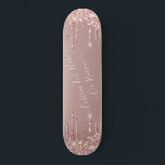 Rose Gold Blush Glitter Sparkle Drips Custom Text  Skateboard<br><div class="desc">Rose Gold Blush Glitter Sparkle Drips Custom Text Pink Modern - Add Your Unique Text or Remove Text - Make Your Special Gift - Resize and move or remove and add text / elements with customisation tool. Design by MIGNED. Please see my other projects. You can also transfer this designs...</div>