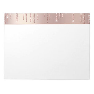 Rose Gold Blush Glitter Sparkle Drips Notepad