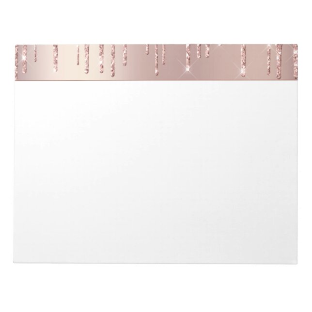 Rose Gold Blush Glitter Sparkle Drips Notepad (Front)