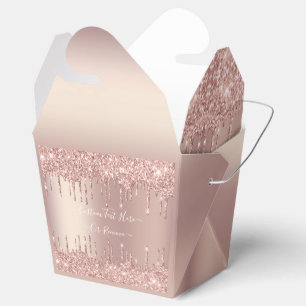 Rose Gold Blush Glitter Sparkle Drips Personalised Favour Box