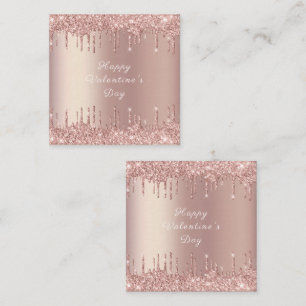 Rose Gold Blush Glitter Sparkle Drips Valentine's Card