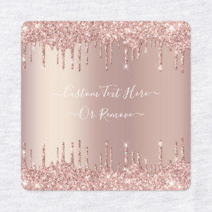 Rose Gold Blush Glitter Sparkle Drips - Your Text