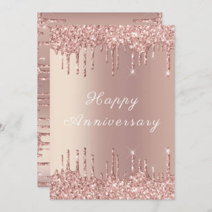 Rose Gold Blush Glitter Sparkle Happy Anniversary