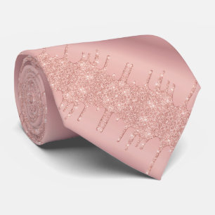 Rose Gold Blush Glitter Sparkle Neck Tie