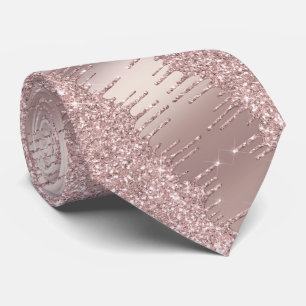 Rose Gold Blush Glitter Sparkle Party Neck Tie