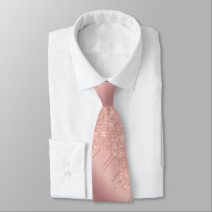 Rose Gold Blush Glitter Sparkle Your Neck Tie