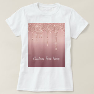 Rose Gold Blush Glitter Sparkle Your Text T-Shirt