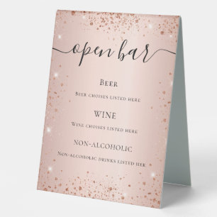 Rose gold blush glitter sparkles script bar menu