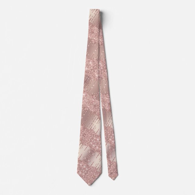 Rose Gold Blush Glitter Sparkly Neck Tie (Front)
