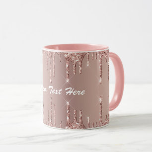 Rose Gold Blush Glitter Your Text Name Mug
