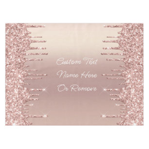Rose Gold Blush Glitter Your Text Name Tablecloth