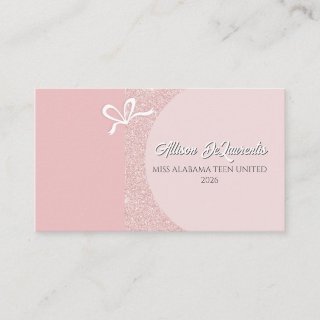 Rose Gold Blush Glitz Pageant Business Card (Front)