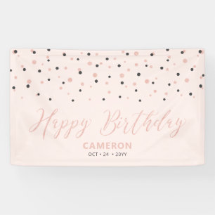 Rose Gold & Blush Hexagon Confetti Happy Birthday Banner