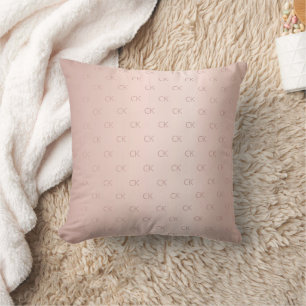 Rose gold blush monogram initials cushion