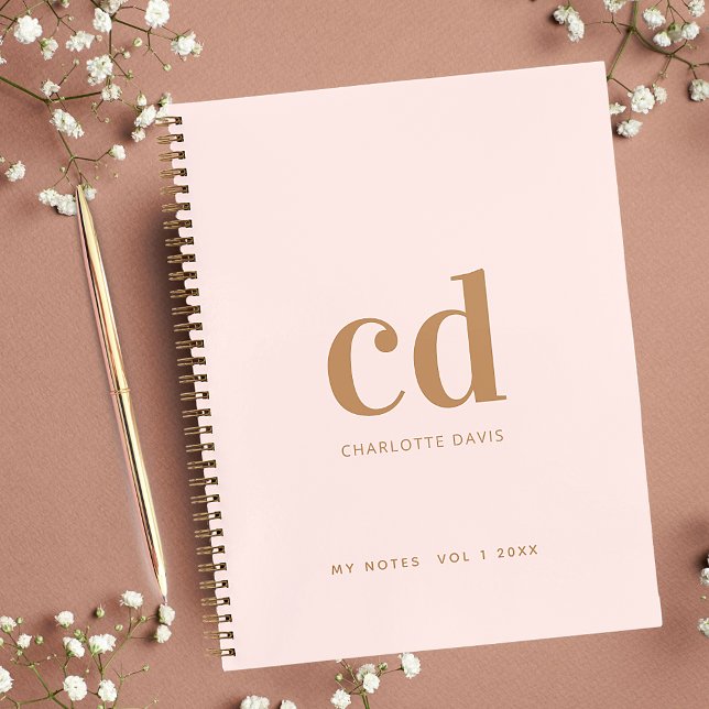 Rose gold blush monogram initials elegant  notebook (Creator Uploaded)