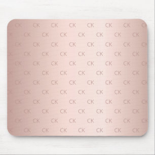 Rose gold blush monogram initials minimalist mouse mat