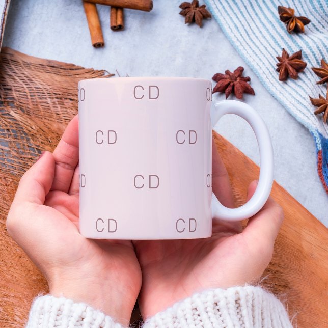 Rose gold blush monogram initials pattern coffee mug (Creator Uploaded)