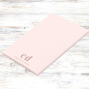 Rose gold blush monogram minimalist post-it notes