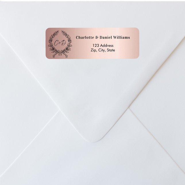Rose gold blush monogram return address (Creator Uploaded)