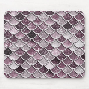 Rose Gold Blush Ombre Glitter Mermaid Scales Mouse Mat