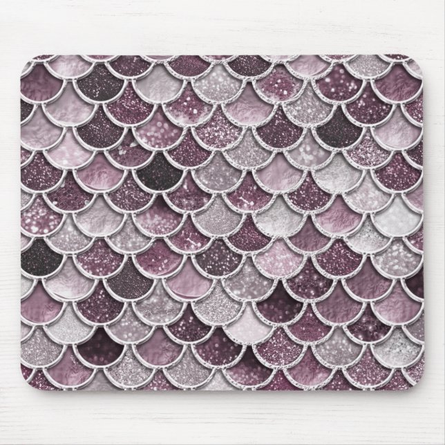 Rose Gold Blush Ombre Glitter Mermaid Scales Mouse Mat (Front)