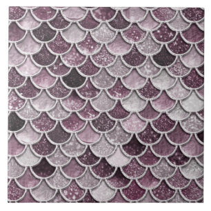 Rose Gold Blush Ombre Glitter Mermaid Scales Tile