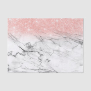 Rose Gold Blush Ombre Glitter on Trendy Marble Tissue Paper
