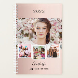 Rose gold blush photo collage appointments 2025 planner