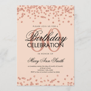 Rose Gold Blush Pink 60th Birthday Party Confetti Invitation