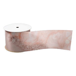 Rose Gold Blush Pink Agate Geode Glitter  Satin Ribbon