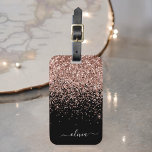 Rose Gold Blush Pink Black Girly Glitter Monogram Luggage Tag<br><div class="desc">Rose Gold - Blush Pink and Black Sparkle Glitter Monogram Name Luggage Bag Tag. This makes the perfect sweet 16 birthday,  wedding,  bridal shower,  baby shower or bachelorette party gift for someone decorating her room in style.</div>