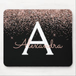 Rose Gold Blush Pink Black Glitter Luxury Monogram Mouse Mat<br><div class="desc">Rose Gold - Blush Pink and Black Sparkle Glitter Monogram Name Monogram Mousepad. This Mouse pad can be customised to include your initial and first or last name.</div>