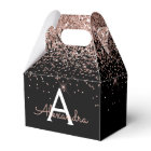 Rose Gold Blush Pink Black Glitter Monogram