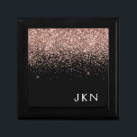 Rose Gold Blush Pink Black Glitter Monogram Girly Gift Box<br><div class="desc">Black and Rose Gold - Blush Pink Sparkle Glitter Monogram Name Jewellery Keepsake Box. This makes the perfect graduation,  birthday,  wedding,  bridal shower,  anniversary,  baby shower or bachelorette party gift for someone that loves glam luxury and chic styles.</div>