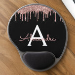 Rose Gold - Blush Pink Black Glitter Monogram Name Gel Mouse Mat<br><div class="desc">Rose Gold - Blush Pink and Black Sparkle Glitter Monogram Name and Initial Mousepad (Mouse Pad). This makes the perfect sweet 16 birthday,  wedding,  bridal shower,  anniversary,  baby shower or bachelorette party gift for someone that loves glam luxury and chic styles.</div>