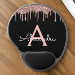 Rose Gold - Blush Pink Black Glitter Monogram Name Gel Mouse Mat<br><div class="desc">Rose Gold - Blush Pink and Black Sparkle Glitter Monogram Name and Initial Mousepad (Mouse Pad). This makes the perfect sweet 16 birthday,  wedding,  bridal shower,  anniversary,  baby shower or bachelorette party gift for someone that loves glam luxury and chic styles.</div>