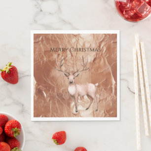 Rose Gold Blush Pink Boho Deer Tree Napkin