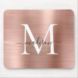 Rose Gold Blush Pink Brushed Metal Monogram Script Mouse Mat<br><div class="desc">Blush Pink Rose Gold Brushed Metal Monogram Script</div>