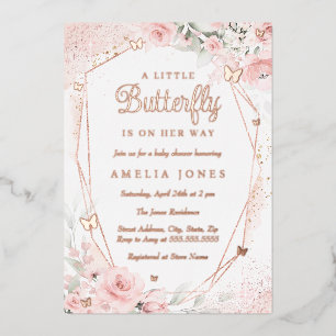 Rose Gold Blush Pink Butterfly Floral Baby Shower