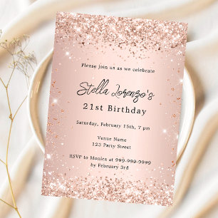 Rose gold blush pink confetti birthday invitation