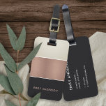 ROSE GOLD BLUSH PINK COPPER  BLACK SILVER STRIPS LUGGAGE TAG<br><div class="desc">For any further customisation or any other matching items,  please feel free to contact me at yellowfebstudio@gmail.com</div>